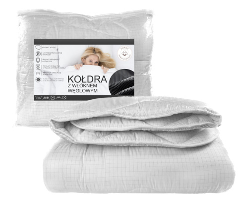 Kołdra CAŁOROCZNA ANTYSTRESOWA 180X200 Z WŁÓKNEM WĘGLOWYM PREMIUM