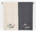 Komplet ręczników 2x70x140cm MAMY DLA TATY ecru/grafit