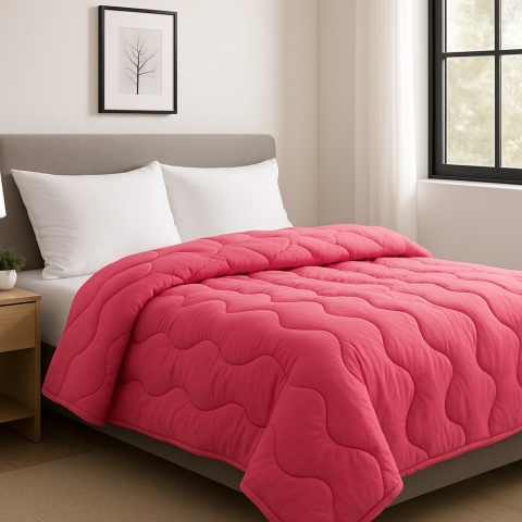 KOŁDRA ZIMOWA 140X200 cm WEŁNA OWCZA RÓŻ