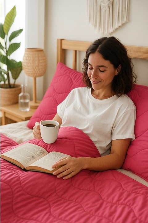 KOŁDRA ZIMOWA 200X220 cm WEŁNA OWCZA RÓŻ