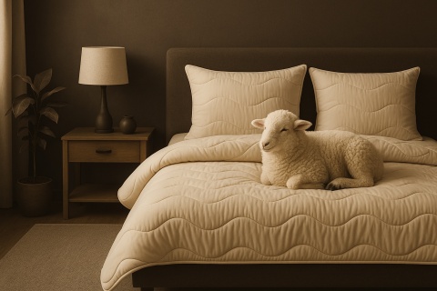 KOŁDRA ZIMOWA 160X200 CM WEŁNA OWCZA ECRU