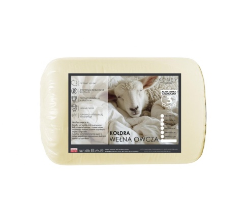 KOŁDRA CAŁOROCZNA 220X200 CM WEŁNA OWCZA ECRU